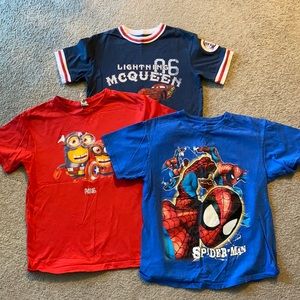 3 pack graphic t shirts!!  Spidey/Minions/McQueen